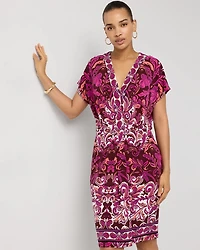 Pleated V-neck Dress