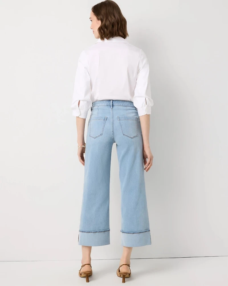 Cuffed High-Rise Wide Leg Crop Jean