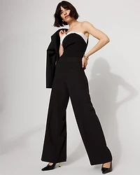High-Rise Flat-Front Wide-Leg Pant