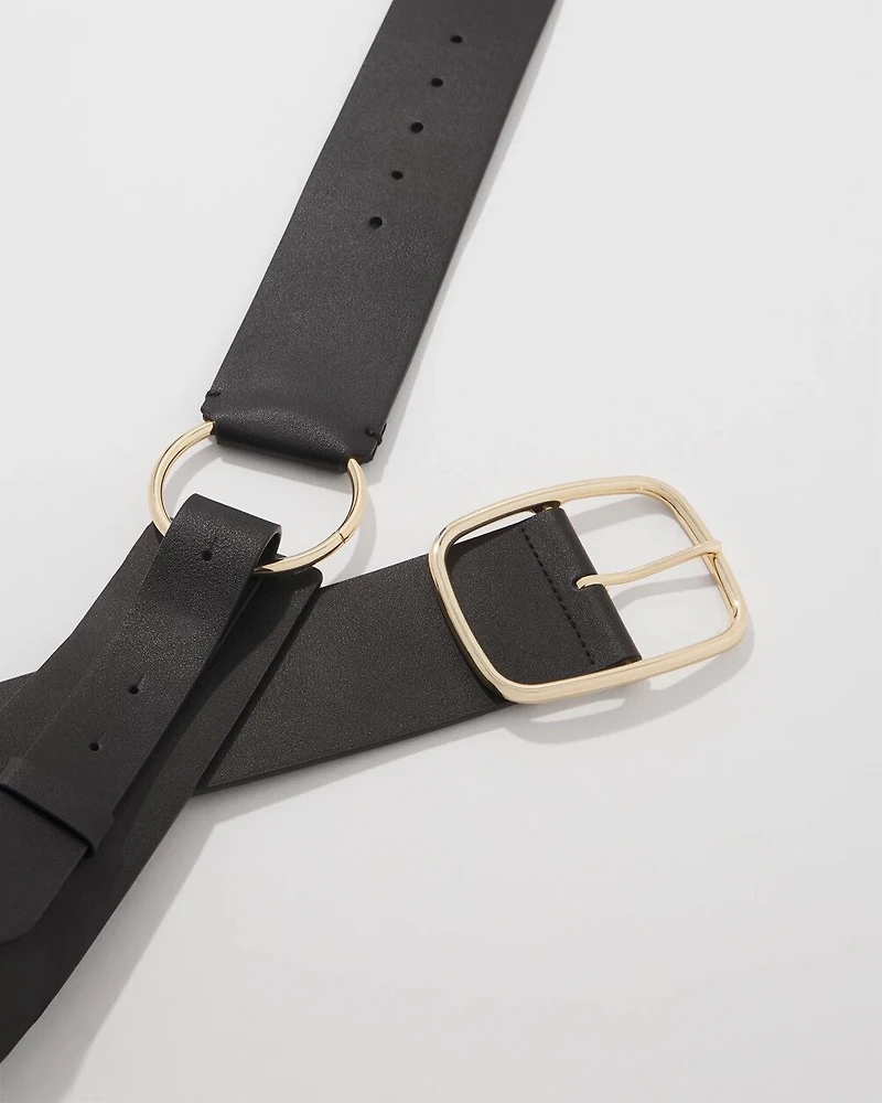Faux Leather Low-Waist Wide Belt