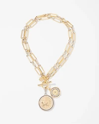 Mixed-Metal Convertible Toggle Coin Necklace