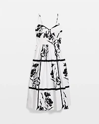 Pleated V-neck Midi Dress