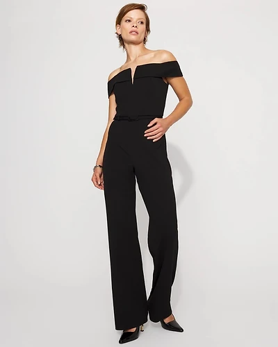 Off-The-Shoulder Crepe Jumpsuit