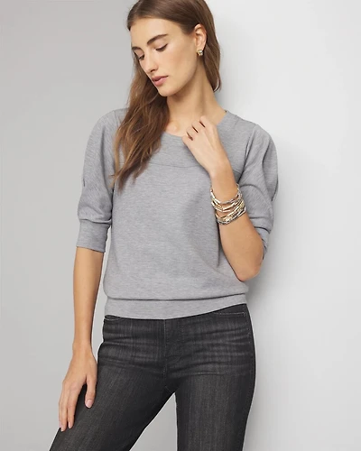 Pleated Sleeve Snit Top