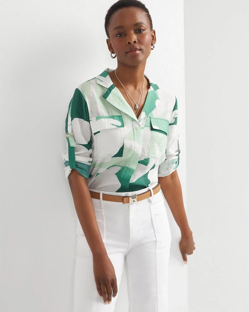 Patterned Collar Pocket Shirt