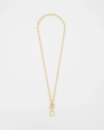 Gold Double Links Toggle Necklace