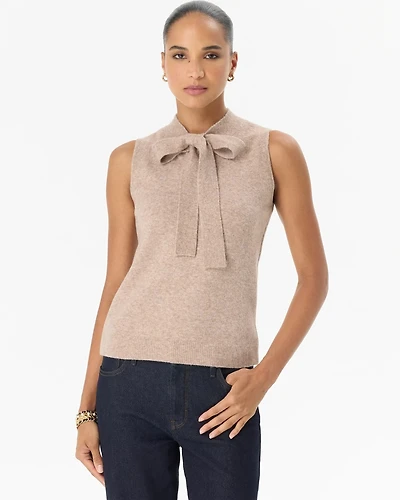 Tie-Neck Sleeveless Sweater Tank