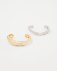 Silver + Gold Sculptural Cuff 2 Pack