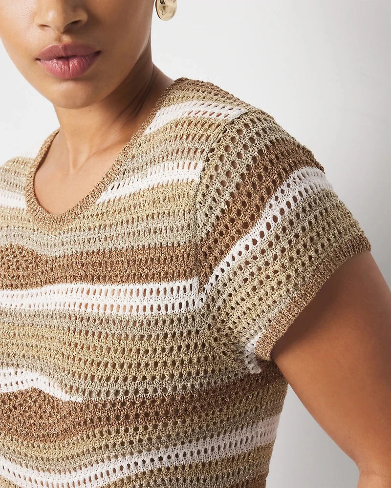 Metallic Stripe Sweater Tee