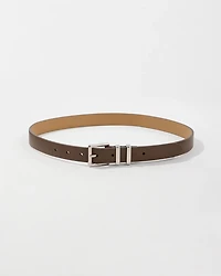 Silver Buckle Taupe Pant Belt