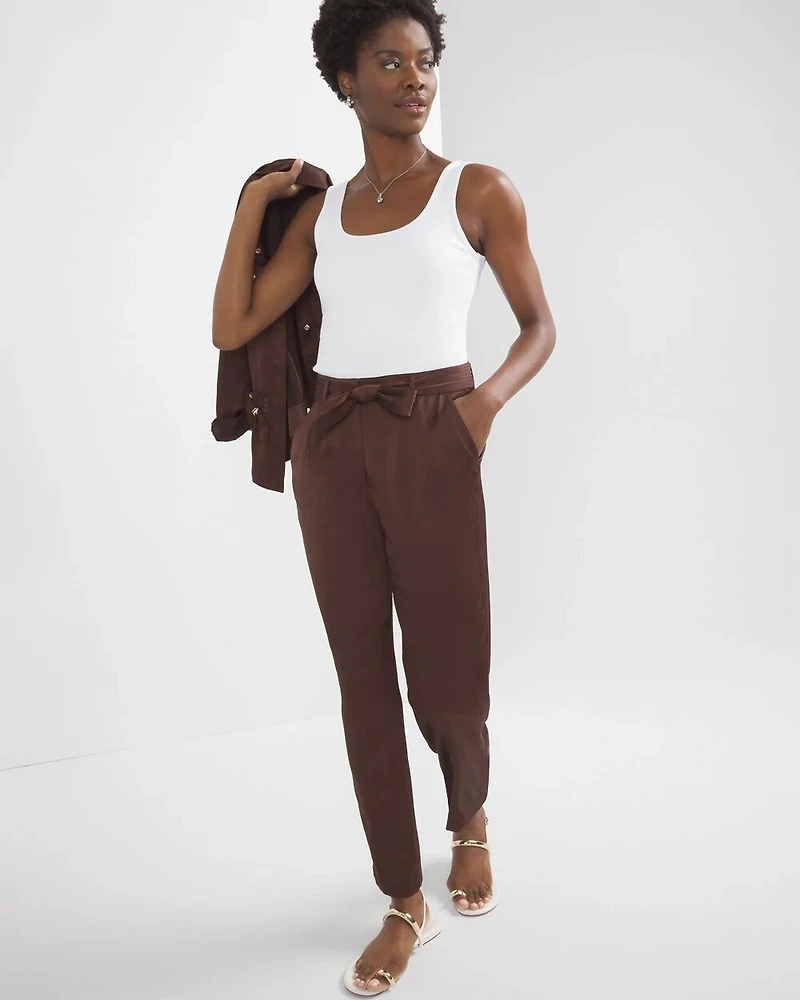 Belted Utility Straight Crop Pants