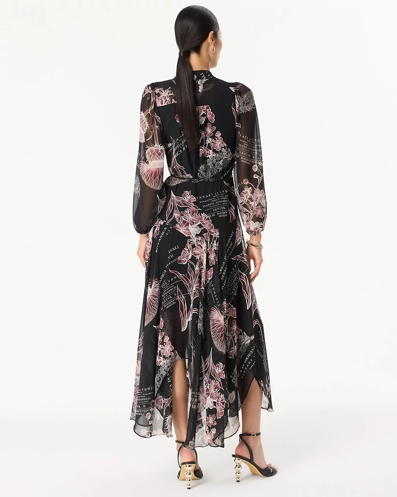 Handkerchief Hem Chiffon Midi Dress