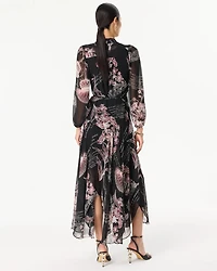 Handkerchief Hem Chiffon Midi Dress