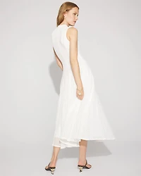Mock Neck Knit Lace Midi Dress