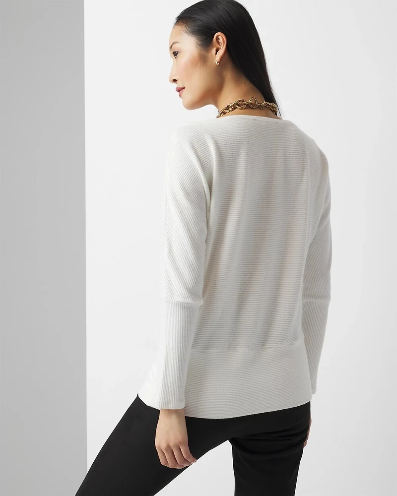 Off-The-Shoulder Ribbed Knit Pullover