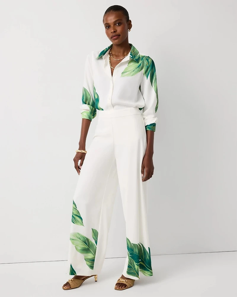 Placed Print Wide Leg Pant