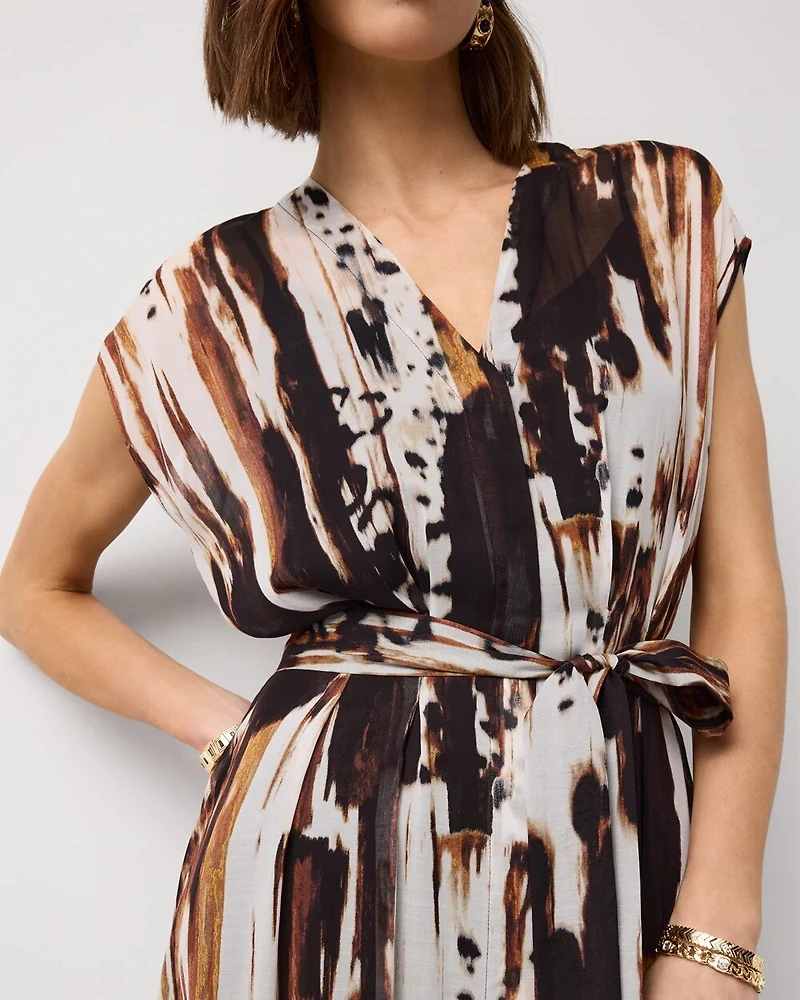 V-neck Tie-Waist Midi Dress