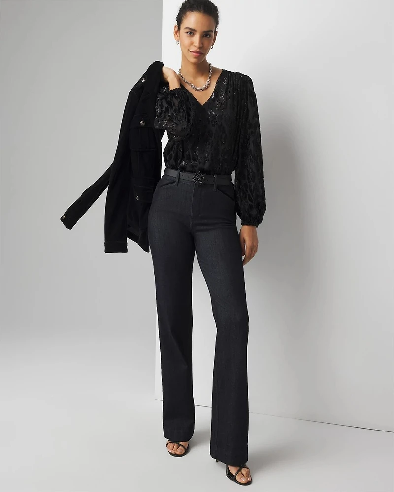 V-Neck Burnout Blouse