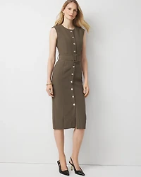 Petite Button Front Midi Dress