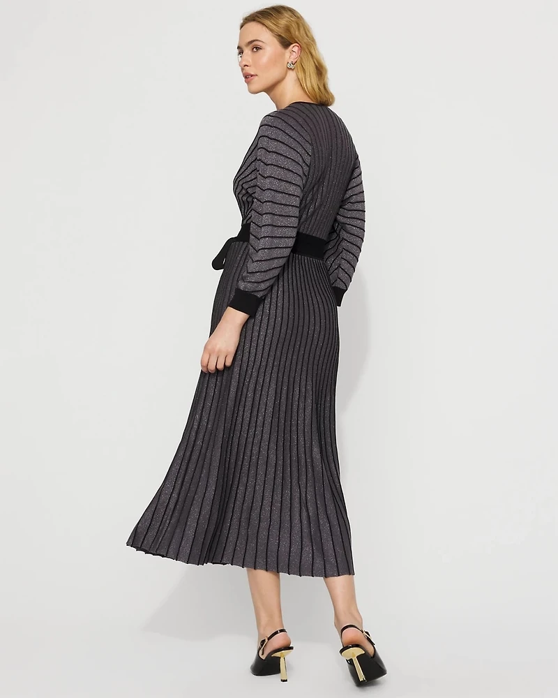 Dolman Sleeve Pleated Sweater Dress