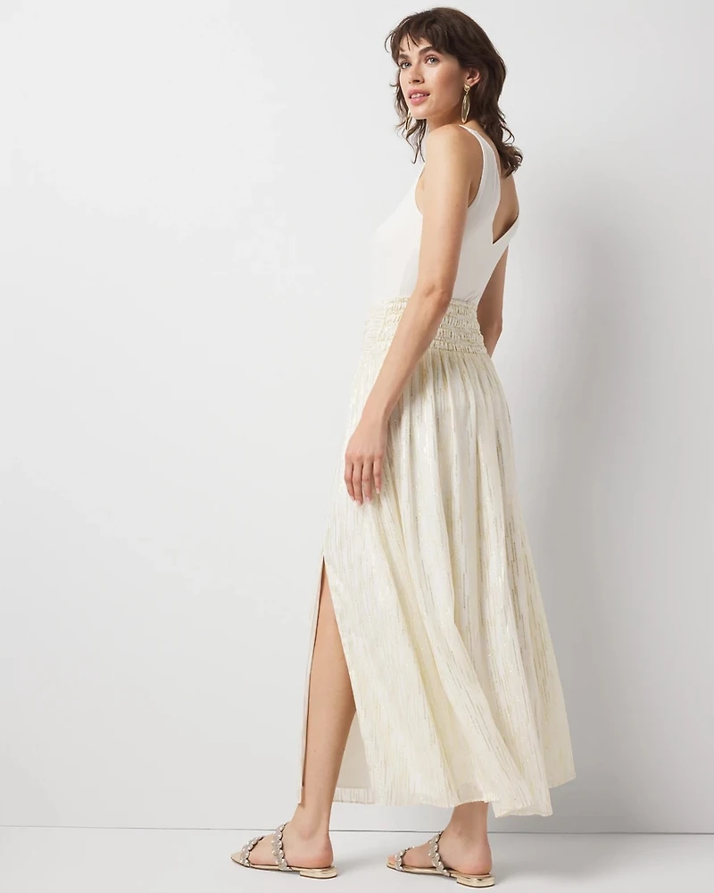 Petite Shirred Waist Maxi Skirt