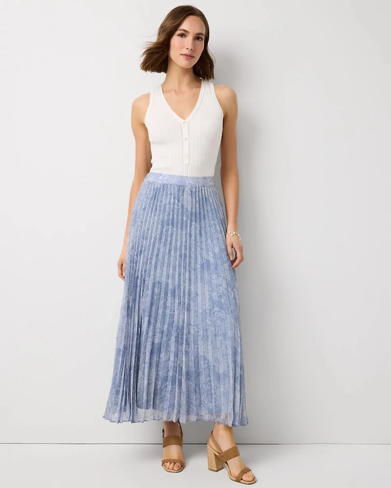 Pleated Chiffon Maxi Skirt