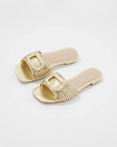 Gold Strappy Slide