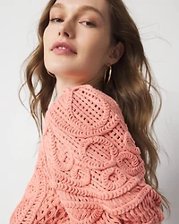 Puff Sleeve Crochet Sweater