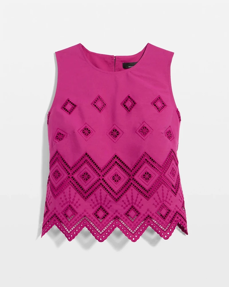 Embroidered Poplin Cropped Top