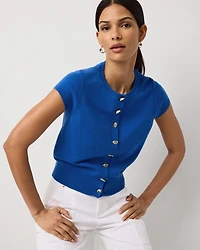 Pointelle Short Sleeve Cardigan