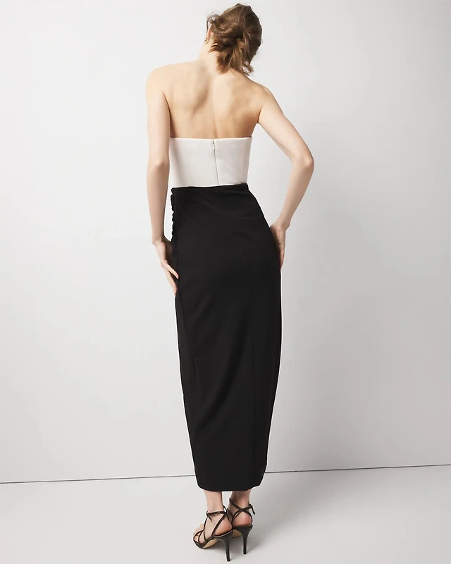 White House Black Market Strapless Colorblock Midi Dress | Liberty Center