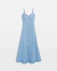 Chain Detail Denim Maxi Dress