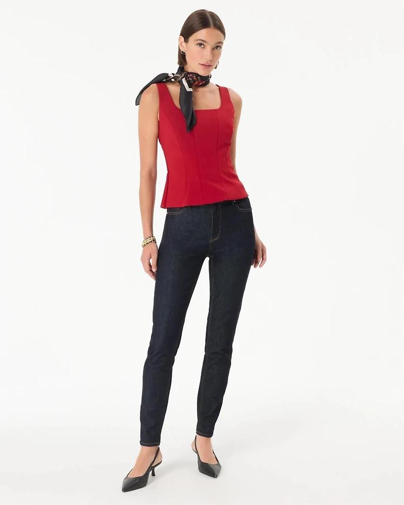 Peplum Knit Crepe Top