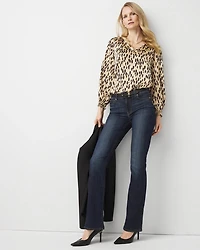 Ruffle Cuff Satin Blouse