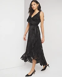 Sleeveless Burnout Wrap Midi Dress