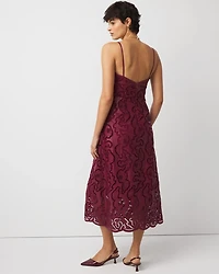 Faux Leather Lace Midi Dress