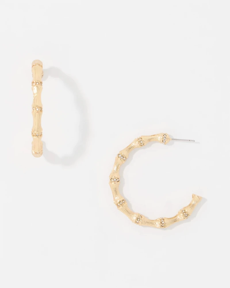 Textured Bamboo Hoop Earrings