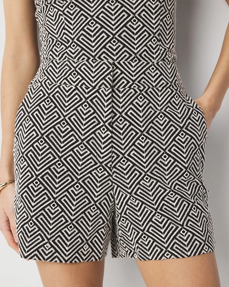 Petite High-Rise Embroidered Short