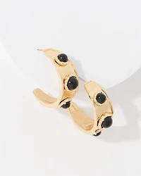 Black Cap Hoop Earrings