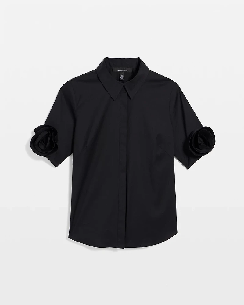 Rosette Sleeve Poplin Shirt