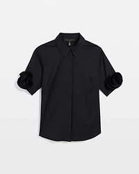 Rosette Sleeve Poplin Shirt