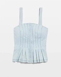 Petite Denim Peplum Top