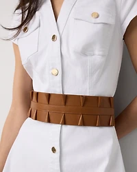 Pleated Wide Waist Belt