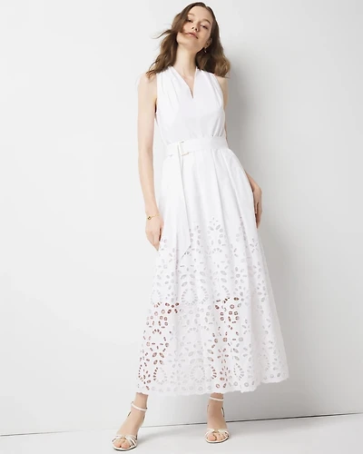 Petite Eyelet Hem Midi Dress