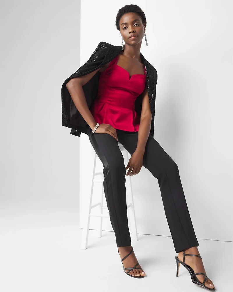 Satin Pleated Peplum Bustier