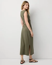 Ponte Tie-Waist Midi Dress