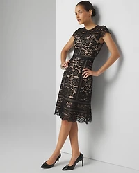 Short Sleeve Lace Fit-and-Flare Dress
