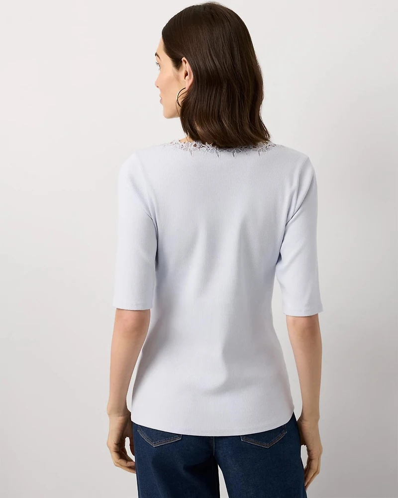 WHBM FORME™ Lace Trim V-neck Tee