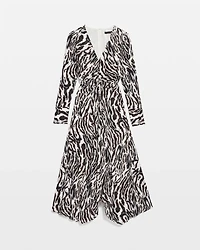 Animal Print Twist-Front Midi Dress