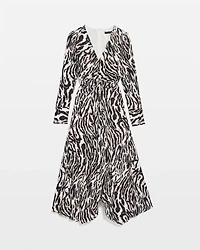 Animal Print Twist-Front Midi Dress